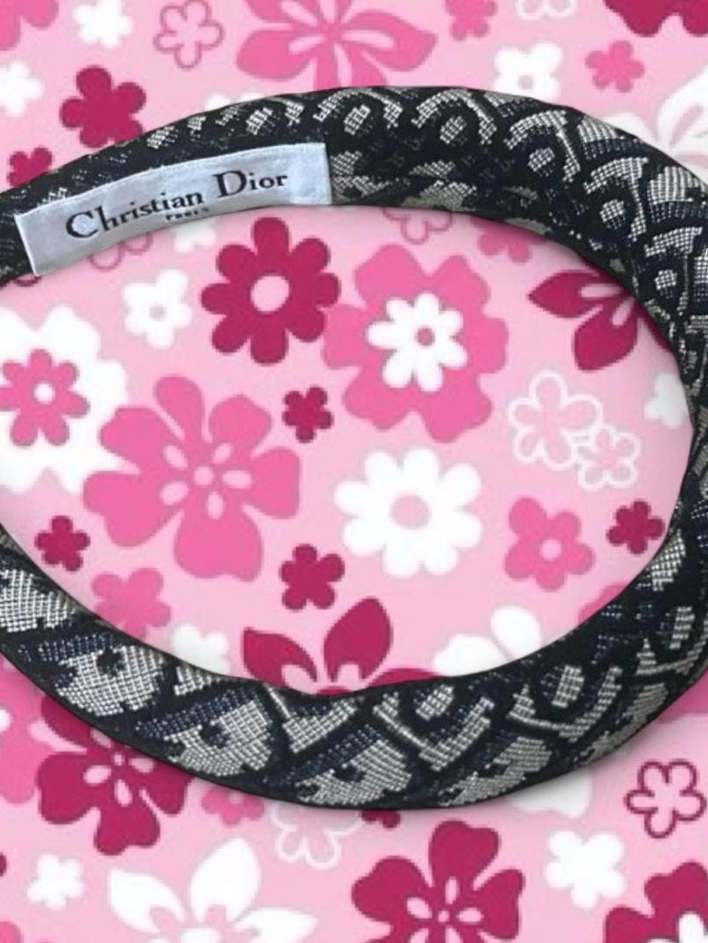 Dior Black and Silver Jacquard Logo Headband